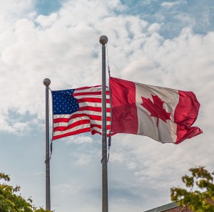 American and Canadian Flags
